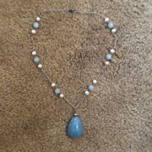 Aquamarine and Pearl Necklace
